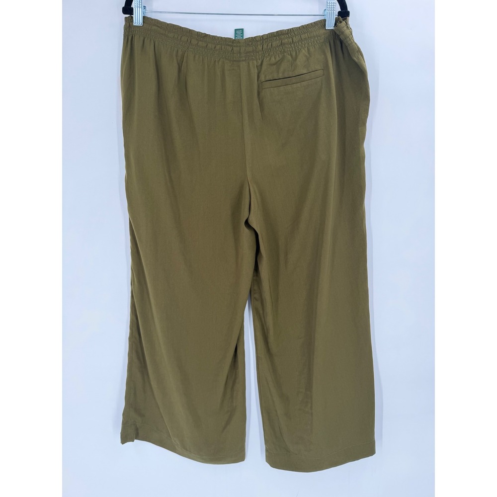NWT Ralph Lauren Wide Leg Pants Women 10 Olive Green Cropped Boho Earthy Chic - Picture 9 of 9